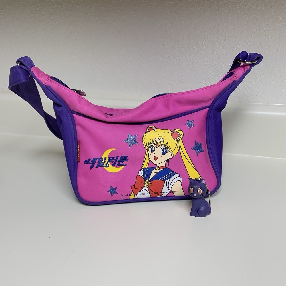Vtg 1992 Sailor Moon purse with Luna clip on key chain Naoko Takeuchi Anime rare